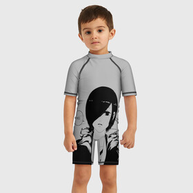 Детский купальный костюм 3D с принтом Тоука в Новосибирске, Полиэстер 85%, Спандекс 15% | застежка на молнии на спине | thouka | tokyo ghoul | touka | yo | гуль | девушка гуль | йо | токийский гуль | тоука