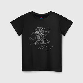 Детская футболка хлопок с принтом Белая медуза векторный рисунок в Новосибирске, 100% хлопок | круглый вырез горловины, полуприлегающий силуэт, длина до линии бедер | art | medusa | vector | абстракция | вектор | медуза | щупальца
