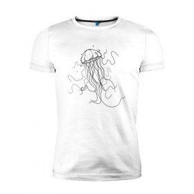 Мужская футболка премиум с принтом Черная медуза векторный рисуно в Новосибирске, 92% хлопок, 8% лайкра | приталенный силуэт, круглый вырез ворота, длина до линии бедра, короткий рукав | Тематика изображения на принте: art | meduza | абстракция.vector | вектор | медуза | щупальца