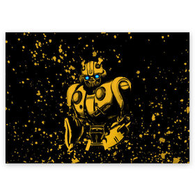 Поздравительная открытка с принтом Bumblebee в Новосибирске, 100% бумага | плотность бумаги 280 г/м2, матовая, на обратной стороне линовка и место для марки
 | Тематика изображения на принте: kefer | volkswagen | автобот | бамблби | трансформатор | трансформаторы | шершень | шмель