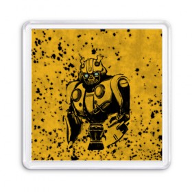 Магнит 55*55 с принтом Bumblebee в Новосибирске, Пластик | Размер: 65*65 мм; Размер печати: 55*55 мм | kefer | volkswagen | автобот | бамблби | трансформатор | трансформаторы | шершень | шмель