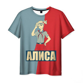 Мужская футболка 3D с принтом Алиса в Новосибирске, 100% полиэфир | прямой крой, круглый вырез горловины, длина до линии бедер | Тематика изображения на принте: алиса | аниме | бесконечное лето