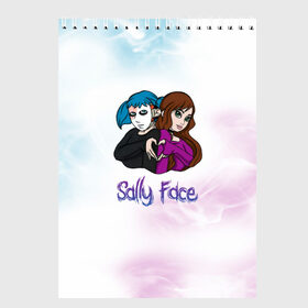 Скетчбук с принтом Sally Face в Новосибирске, 100% бумага
 | 48 листов, плотность листов — 100 г/м2, плотность картонной обложки — 250 г/м2. Листы скреплены сверху удобной пружинной спиралью | sally face | гизмо | девид | девочка | игра | лари | ларри | мальчик | маска | мрачная | на лице | пых | с протезом | сал | сали | салли | салли фейс | фейс | фэйс | эддисон | эшли