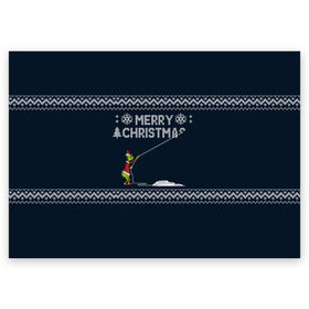 Поздравительная открытка с принтом Гринч Вязаный в Новосибирске, 100% бумага | плотность бумаги 280 г/м2, матовая, на обратной стороне линовка и место для марки
 | Тематика изображения на принте: вязаный свитер | вязка | новый год | рождество