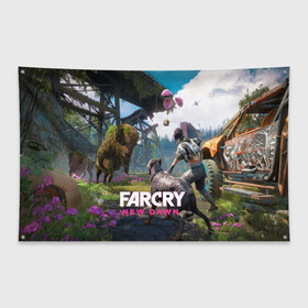 Флаг-баннер с принтом FARCRYNEW DAWN в Новосибирске, 100% полиэстер | размер 67 х 109 см, плотность ткани — 95 г/м2; по краям флага есть четыре люверса для крепления | Тематика изображения на принте: far cry | far cry 5 | far cry new dawn | far cry primal | farcry | fc 5 | fc5 | game | new dawn | primal | игры | постапокалипсис | фар край | фар край 5