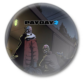 Значок с принтом Payday 2 в Новосибирске,  металл | круглая форма, металлическая застежка в виде булавки | 