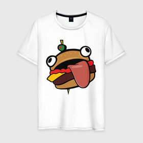 Мужская футболка хлопок с принтом Durr burger в Новосибирске, 100% хлопок | прямой крой, круглый вырез горловины, длина до линии бедер, слегка спущенное плечо. | battle | durrr | fastfood | fortnite | royale | бургер | еда | фастфуд