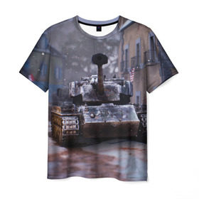 Мужская футболка 3D с принтом Танк в засаде в Новосибирске, 100% полиэфир | прямой крой, круглый вырез горловины, длина до линии бедер | 9 мая | cs | winner | wot | армия | бронетехника | вов | день победы | зима | игра | контра | оружие | победитель | танки | танки онлайн | танкист | танковые войска
