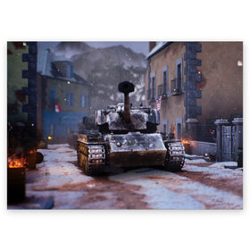 Поздравительная открытка с принтом Танк в засаде в Новосибирске, 100% бумага | плотность бумаги 280 г/м2, матовая, на обратной стороне линовка и место для марки
 | 9 мая | cs | winner | wot | армия | бронетехника | вов | день победы | зима | игра | контра | оружие | победитель | танки | танки онлайн | танкист | танковые войска
