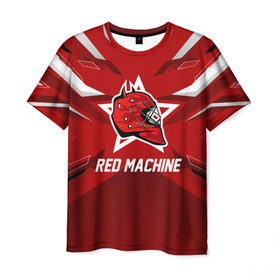 Мужская футболка 3D с принтом Red machine в Новосибирске, 100% полиэфир | прямой крой, круглый вырез горловины, длина до линии бедер | hockey | national | red machine | russia | team | красная машина | россия | сборная | хоккей | хоккейная