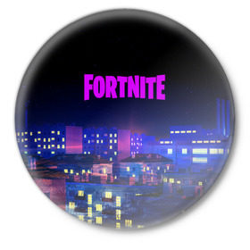 Значок с принтом Fortnite в Новосибирске,  металл | круглая форма, металлическая застежка в виде булавки | Тематика изображения на принте: battle royale | fortnite | fortnite battle royale | futuresynth | game | outrun | retrowave | synth | synthwave | игры | ретровейв | синтвейв | фортнайт