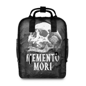 Женский рюкзак 3D с принтом Memento mori в Новосибирске, 100% полиэстер | лямки с регулируемой длиной, сверху ручки, чтобы рюкзак нести как сумку. Основное отделение закрывается на молнию, как и внешний карман. Внутри два дополнительных кармана, один из которых закрывается на молнию. По бокам два дополнительных кармашка, куда поместится маленькая бутылочка
 | black | death | life | memento mori | skeleton | skull | жизнь | скелет | череп | черный