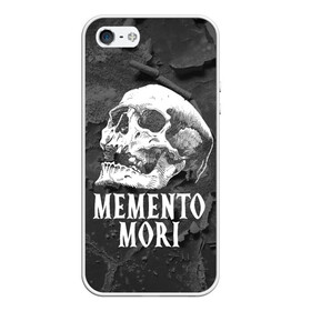 Чехол для iPhone 5/5S матовый с принтом Memento mori в Новосибирске, Силикон | Область печати: задняя сторона чехла, без боковых панелей | black | death | life | memento mori | skeleton | skull | жизнь | скелет | череп | черный