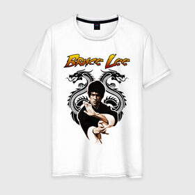 Мужская футболка хлопок с принтом Bruce lee в Новосибирске, 100% хлопок | прямой крой, круглый вырез горловины, длина до линии бедер, слегка спущенное плечо. | bruce lee | jeet kune do | karate | брюс ли | каратэ