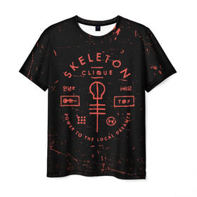 Мужская футболка 3D с принтом TOP - Skeleton Clique в Новосибирске, 100% полиэфир | прямой крой, круглый вырез горловины, длина до линии бедер | band | best | blurry | face | indie | logo | music | one | pilots | pop | regional | rock | symbol | top | trench | twenty | vessel | группа | инди | лого | логотип | музыка | пилоты | поп | рок | символ | топ | тренч