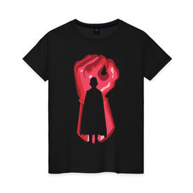 Женская футболка хлопок с принтом Сайтама в Новосибирске, 100% хлопок | прямой крой, круглый вырез горловины, длина до линии бедер, слегка спущенное плечо | ok hero | one | punchm anime | saitama | аниме | ванпанч