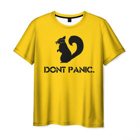 Мужская футболка 3D с принтом Dont Panic. в Новосибирске, 100% полиэфир | прямой крой, круглый вырез горловины, длина до линии бедер | dont panic | белка | енот | скунс