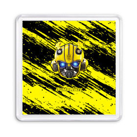 Магнит 55*55 с принтом Bumblebee в Новосибирске, Пластик | Размер: 65*65 мм; Размер печати: 55*55 мм | transformers | автоботы | бамблби | кибертрон | мегатрон | оптимус | прайм | робот | трансформеры
