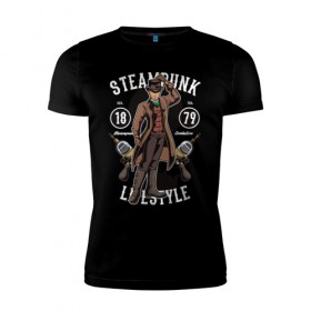 Мужская футболка премиум с принтом Steampunk в Новосибирске, 92% хлопок, 8% лайкра | приталенный силуэт, круглый вырез ворота, длина до линии бедра, короткий рукав | steam punk | панк | ретро | стимпанк