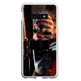 Чехол для Samsung S10E с принтом Payday 2 в Новосибирске, Силикон | Область печати: задняя сторона чехла, без боковых панелей | Тематика изображения на принте: chains day | game | gun | mask | payday | payday 2 | payday2 | грабители | зло | игра | клоун | маска | ограбление | оружие | пистолет
