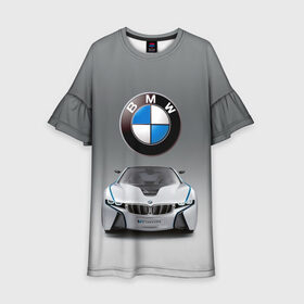 Детское платье 3D с принтом BMW Vision в Новосибирске, 100% полиэстер | прямой силуэт, чуть расширенный к низу. Круглая горловина, на рукавах — воланы | bmw | car | germany | motorsport | sports car | автомобиль | автоспорт | бмв | германия | спорткар