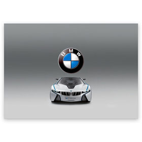 Поздравительная открытка с принтом BMW Vision в Новосибирске, 100% бумага | плотность бумаги 280 г/м2, матовая, на обратной стороне линовка и место для марки
 | Тематика изображения на принте: bmw | car | germany | motorsport | sports car | автомобиль | автоспорт | бмв | германия | спорткар