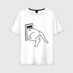 Женская футболка хлопок Oversize с принтом Толстый Кот в Новосибирске, 100% хлопок | свободный крой, круглый ворот, спущенный рукав, длина до линии бедер
 | cat | citty | fat | котик | кошак