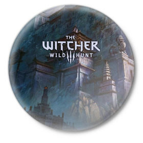 Значок с принтом The Witcher 3: Wild Hunt в Новосибирске,  металл | круглая форма, металлическая застежка в виде булавки | 