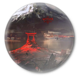 Значок с принтом The Witcher 3: Wild Hunt в Новосибирске,  металл | круглая форма, металлическая застежка в виде булавки | 