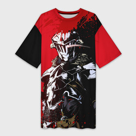 Платье-футболка 3D с принтом Goblin Slayer red and black в Новосибирске,  |  | ahegao | anime | armor | blood | goblin | knight | manga | slayer | аниме | ахегао | гоблин | гоблинов | гоблины | доспехи | жрица | кровища | кровь | манга | мульт | мультик | ранобэ | рыцарь | сериал