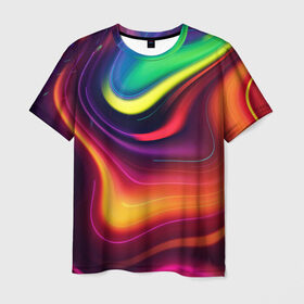 Мужская футболка 3D с принтом Крутые цвета в Новосибирске, 100% полиэфир | прямой крой, круглый вырез горловины, длина до линии бедер | градиент | крутые цвета | переход цветов | текстура