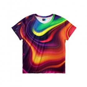 Детская футболка 3D с принтом Крутые цвета в Новосибирске, 100% гипоаллергенный полиэфир | прямой крой, круглый вырез горловины, длина до линии бедер, чуть спущенное плечо, ткань немного тянется | градиент | крутые цвета | переход цветов | текстура