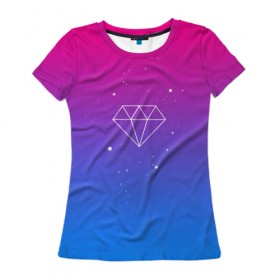 Женская футболка 3D с принтом Diamond в Новосибирске, 100% полиэфир ( синтетическое хлопкоподобное полотно) | прямой крой, круглый вырез горловины, длина до линии бедер | кислотные костюмы | кислотные цвета | неон | флуоресцентные принты
