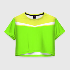 Женская футболка Cropp-top с принтом Угол зеленый в Новосибирске, 100% полиэстер | круглая горловина, длина футболки до линии талии, рукава с отворотами | кислотные костюмы | кислотные цвета | неон | флуоресцентные принты