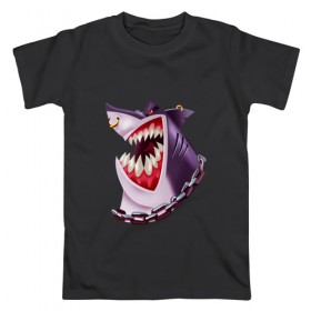 Мужская футболка хлопок с принтом Акула в Новосибирске, 100% хлопок | прямой крой, круглый вырез горловины, длина до линии бедер, слегка спущенное плечо. | shark | акула | головарыбы | клыки | пирсинг | рыба | хищник | цепь