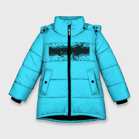 Зимняя куртка для девочек 3D с принтом Гранж голубой в Новосибирске, ткань верха — 100% полиэстер; подклад — 100% полиэстер, утеплитель — 100% полиэстер. | длина ниже бедра, удлиненная спинка, воротник стойка и отстегивающийся капюшон. Есть боковые карманы с листочкой на кнопках, утяжки по низу изделия и внутренний карман на молнии. 

Предусмотрены светоотражающий принт на спинке, радужный светоотражающий элемент на пуллере молнии и на резинке для утяжки. | кислотные костюмы | кислотные цвета | неон | флуоресцентные принты