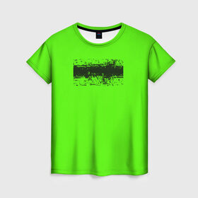 Женская футболка 3D с принтом Гранж зеленый в Новосибирске, 100% полиэфир ( синтетическое хлопкоподобное полотно) | прямой крой, круглый вырез горловины, длина до линии бедер | кислотные костюмы | кислотные цвета | неон | флуоресцентные принты