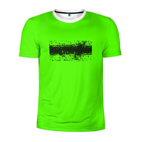 Мужская футболка 3D спортивная с принтом Гранж зеленый в Новосибирске, 100% полиэстер с улучшенными характеристиками | приталенный силуэт, круглая горловина, широкие плечи, сужается к линии бедра | Тематика изображения на принте: кислотные костюмы | кислотные цвета | неон | флуоресцентные принты