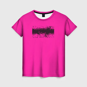 Женская футболка 3D с принтом Гранж розовый в Новосибирске, 100% полиэфир ( синтетическое хлопкоподобное полотно) | прямой крой, круглый вырез горловины, длина до линии бедер | кислотные костюмы | кислотные цвета | неон | флуоресцентные принты