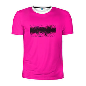 Мужская футболка 3D спортивная с принтом Гранж розовый в Новосибирске, 100% полиэстер с улучшенными характеристиками | приталенный силуэт, круглая горловина, широкие плечи, сужается к линии бедра | кислотные костюмы | кислотные цвета | неон | флуоресцентные принты
