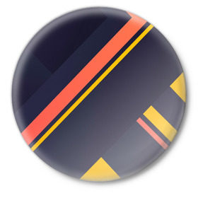 Значок с принтом Футуристические линии в Новосибирске,  металл | круглая форма, металлическая застежка в виде булавки | желтый | синий | черный