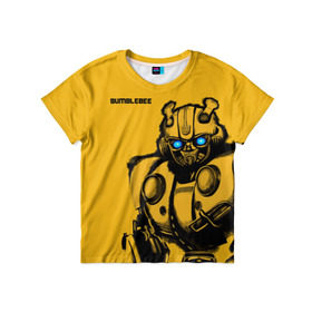 Детская футболка 3D с принтом BUMBLEBEE в Новосибирске, 100% гипоаллергенный полиэфир | прямой крой, круглый вырез горловины, длина до линии бедер, чуть спущенное плечо, ткань немного тянется | Тематика изображения на принте: bumblebee | автобот | бамблби | герой | камаро | прайм | робот | трансформеры | фильм | шевроле
