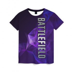 Женская футболка 3D с принтом BATTLEFIELD в Новосибирске, 100% полиэфир ( синтетическое хлопкоподобное полотно) | прямой крой, круглый вырез горловины, длина до линии бедер | battlefield | бателфилд | игра | компьютерная игра | надпись | поле битвы | стрелялка | шутер