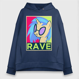 Женское худи Oversize хлопок с принтом DJ Pon-3 RAVE в Новосибирске, френч-терри — 70% хлопок, 30% полиэстер. Мягкий теплый начес внутри —100% хлопок | боковые карманы, эластичные манжеты и нижняя кромка, капюшон на магнитной кнопке | dj pon 3 | mlp | my little pony | pony | rave | vinyl scratch | винил скрэтч | млп | мой маленький пони | пони | рейв