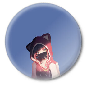 Значок с принтом Аниме девушка в маске с ушками в Новосибирске,  металл | круглая форма, металлическая застежка в виде булавки | аниме | аниме девушка | девушка | девушка в маске | девушка с ушками | маска | ушки