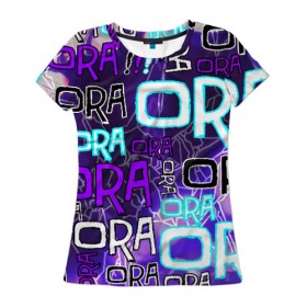 Женская футболка 3D с принтом Ora Ora Ora!!! в Новосибирске, 100% полиэфир ( синтетическое хлопкоподобное полотно) | прямой крой, круглый вырез горловины, длина до линии бедер | jojo logo | jojo no kimyou na bouken | jojos bizarre adventure | невероятное приключение джоджо