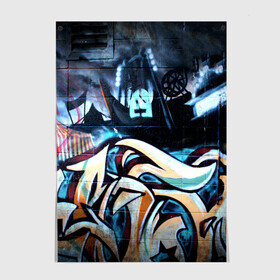 Постер с принтом GRAFFITY в Новосибирске, 100% бумага
 | бумага, плотность 150 мг. Матовая, но за счет высокого коэффициента гладкости имеет небольшой блеск и дает на свету блики, но в отличии от глянцевой бумаги не покрыта лаком | graffity | paint | street art | urban | город | граффити | искусство | кирпичи | краски | рисунки | стена | улицы | уличное искусство