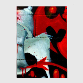 Постер с принтом GRAFFITY ONE в Новосибирске, 100% бумага
 | бумага, плотность 150 мг. Матовая, но за счет высокого коэффициента гладкости имеет небольшой блеск и дает на свету блики, но в отличии от глянцевой бумаги не покрыта лаком | graffity | paint | street art | urban | город | граффити | искусство | кирпичи | краски | рисунки | стена | улицы | уличное искусство