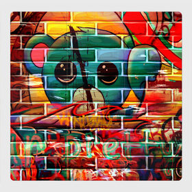 Магнитный плакат 3Х3 с принтом Милый Зверёк Граффити в Новосибирске, Полимерный материал с магнитным слоем | 9 деталей размером 9*9 см | grafity | paint | street art | urban | город | граффити | искусство | кирпичи | краски | рисунки | стена | улицы | уличное искусство