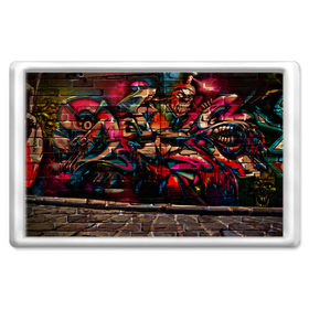 Магнит 45*70 с принтом disquared urban graffity в Новосибирске, Пластик | Размер: 78*52 мм; Размер печати: 70*45 | grafity | paint | street art | urban | город | граффити | искусство | кирпичи | краски | рисунки | стена | улицы | уличное искусство